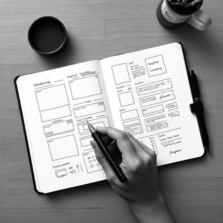 Hand sketching wireframes